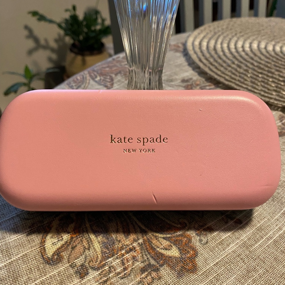 KATE SPADE Round Corners “Eyeglass Case” Pink/Drk Green “AS IS” See Below EUC